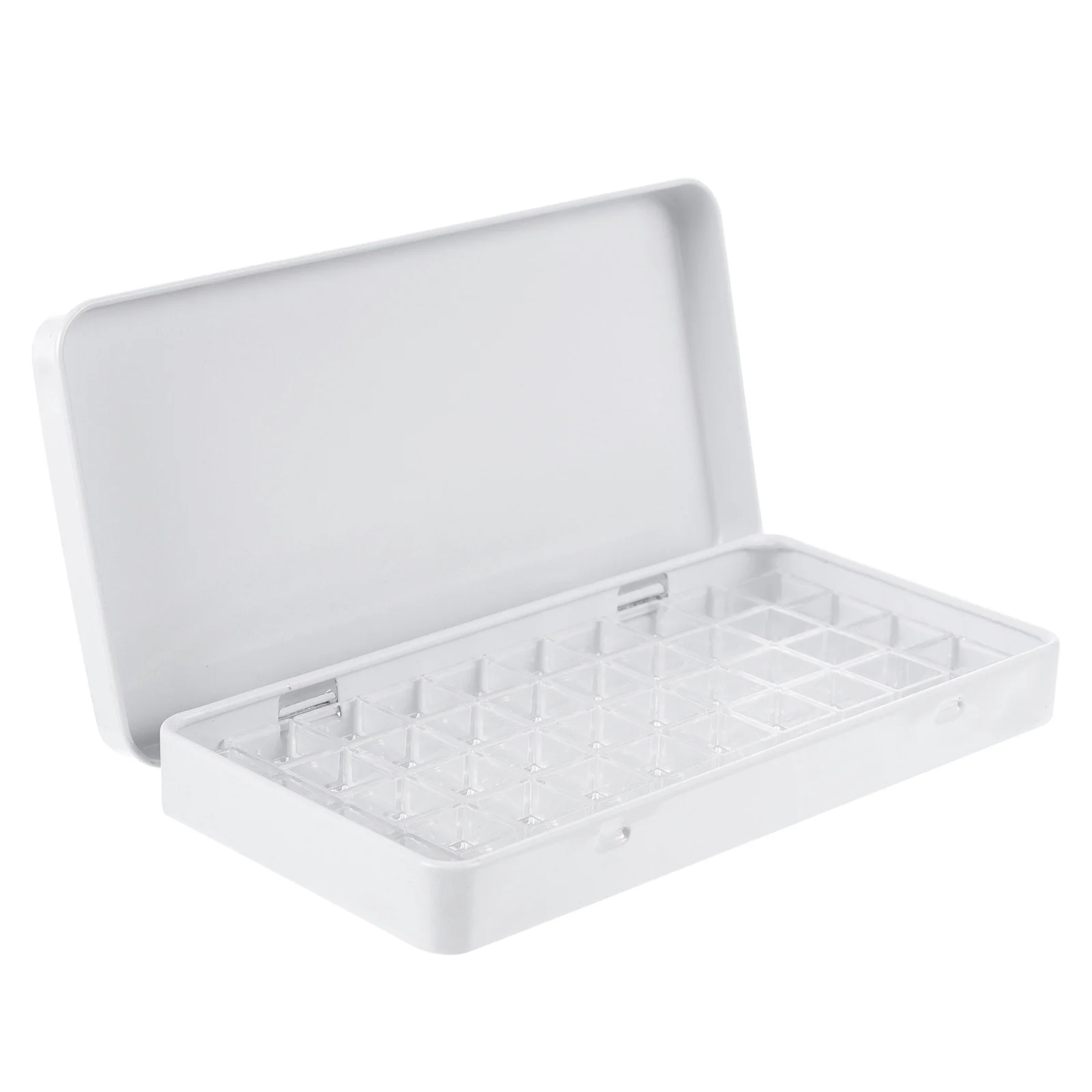 

White Serving Tray Watercolor Grid Plastic Paint Pan Case for Artist Student Empty Tin with Cover Palettes Travel