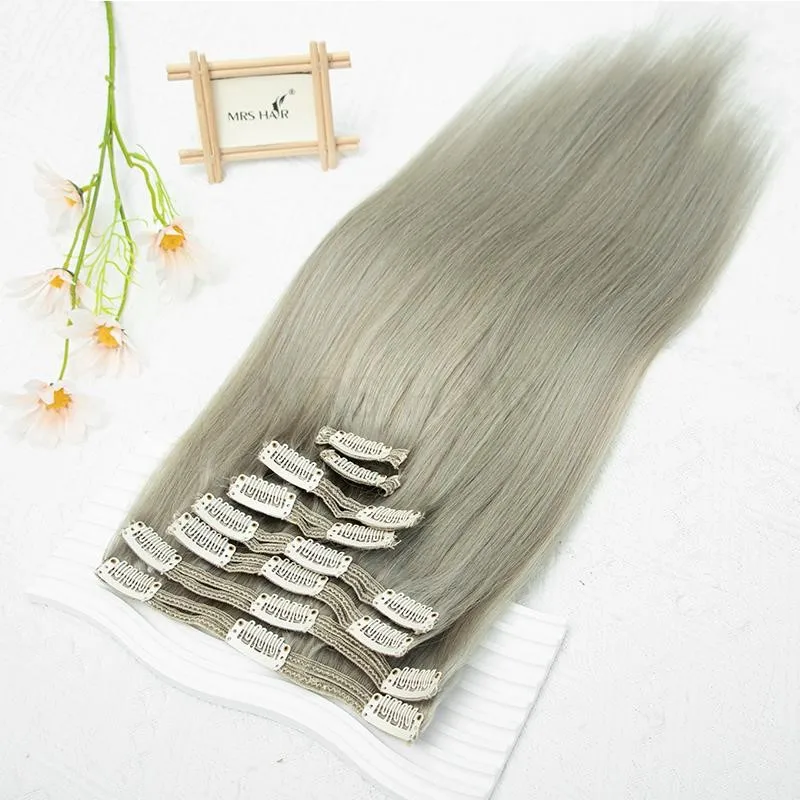 Clip d'argento personalizzata nei capelli Clip bionda nelle estensioni estensioni dei capelli umani estensioni Clip-on capelli veri capelli naturali 14-24 pollici