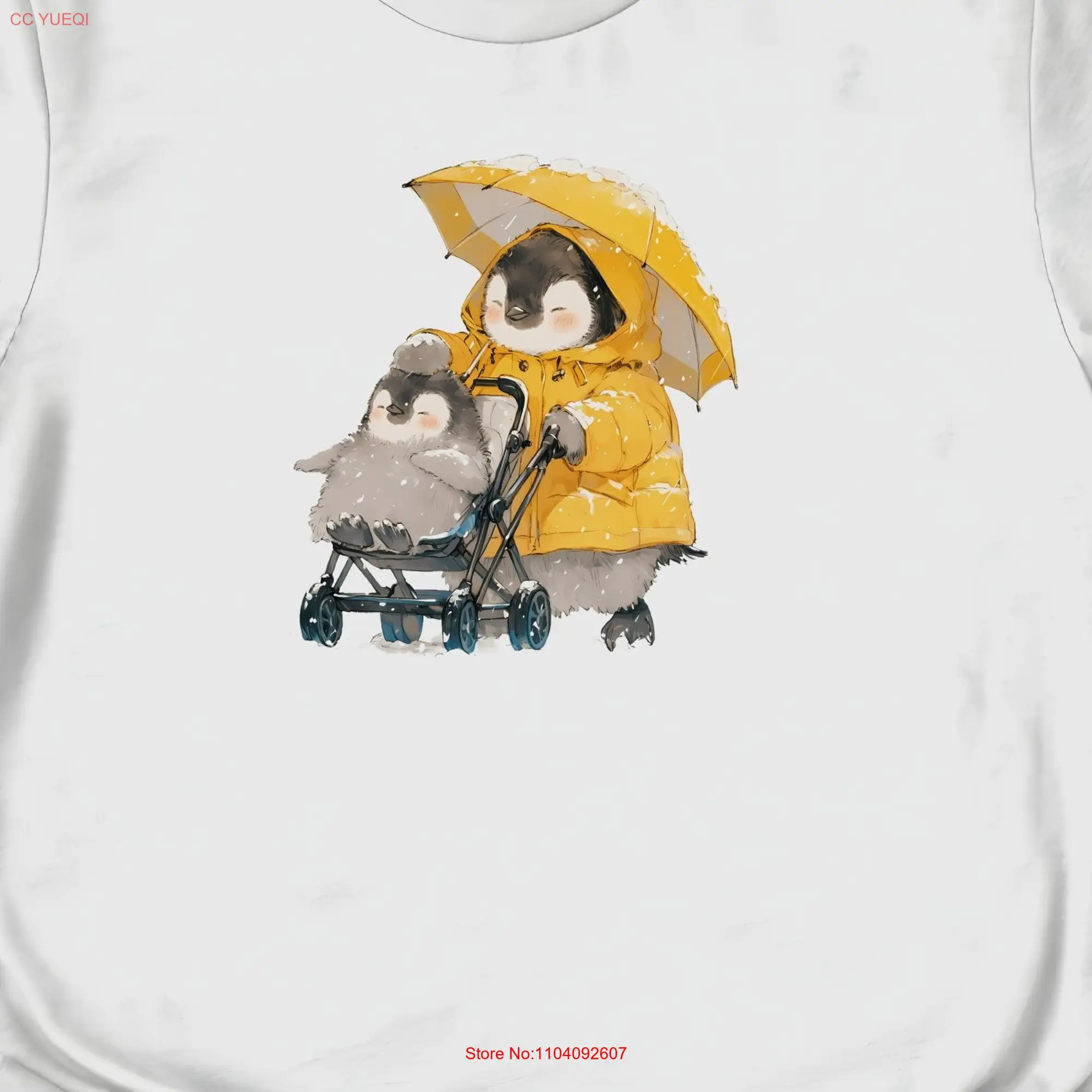 Penguin Mom T Shirt Stroller Snow Scene Mother's Day Non Personalized Clothing Lover Unique Animal Design