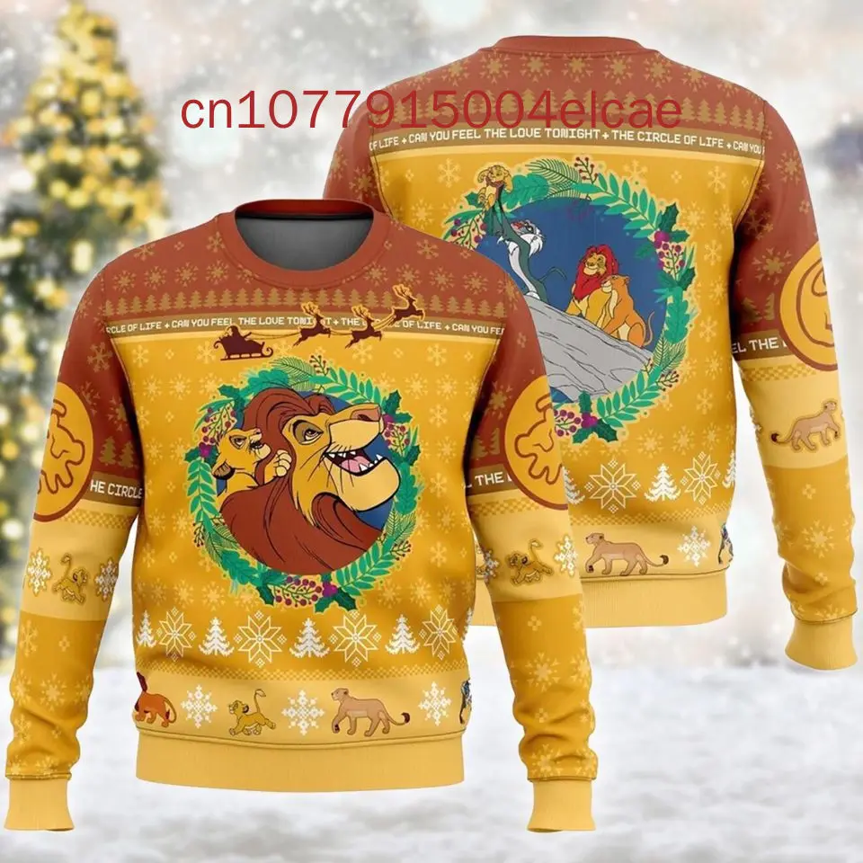 2024 New Disney Lion King Ugly Sweater 3D Printed Simba Lion King Christmas Men's and Women's Sweaters