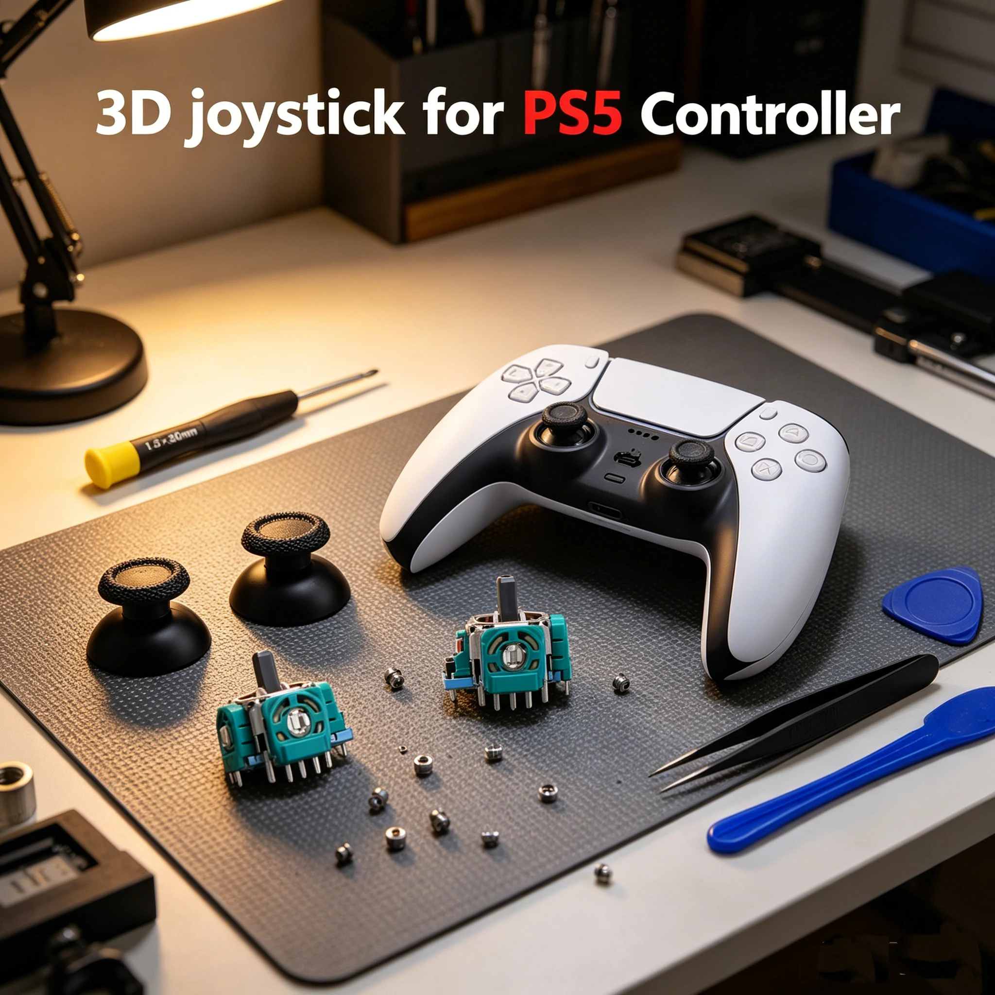 Anti-Drift 3D Thumbstick 2K3 Ohm Joystick Repair Kit with Screwdriver Replacement Parts for PS5 DualSense Controller