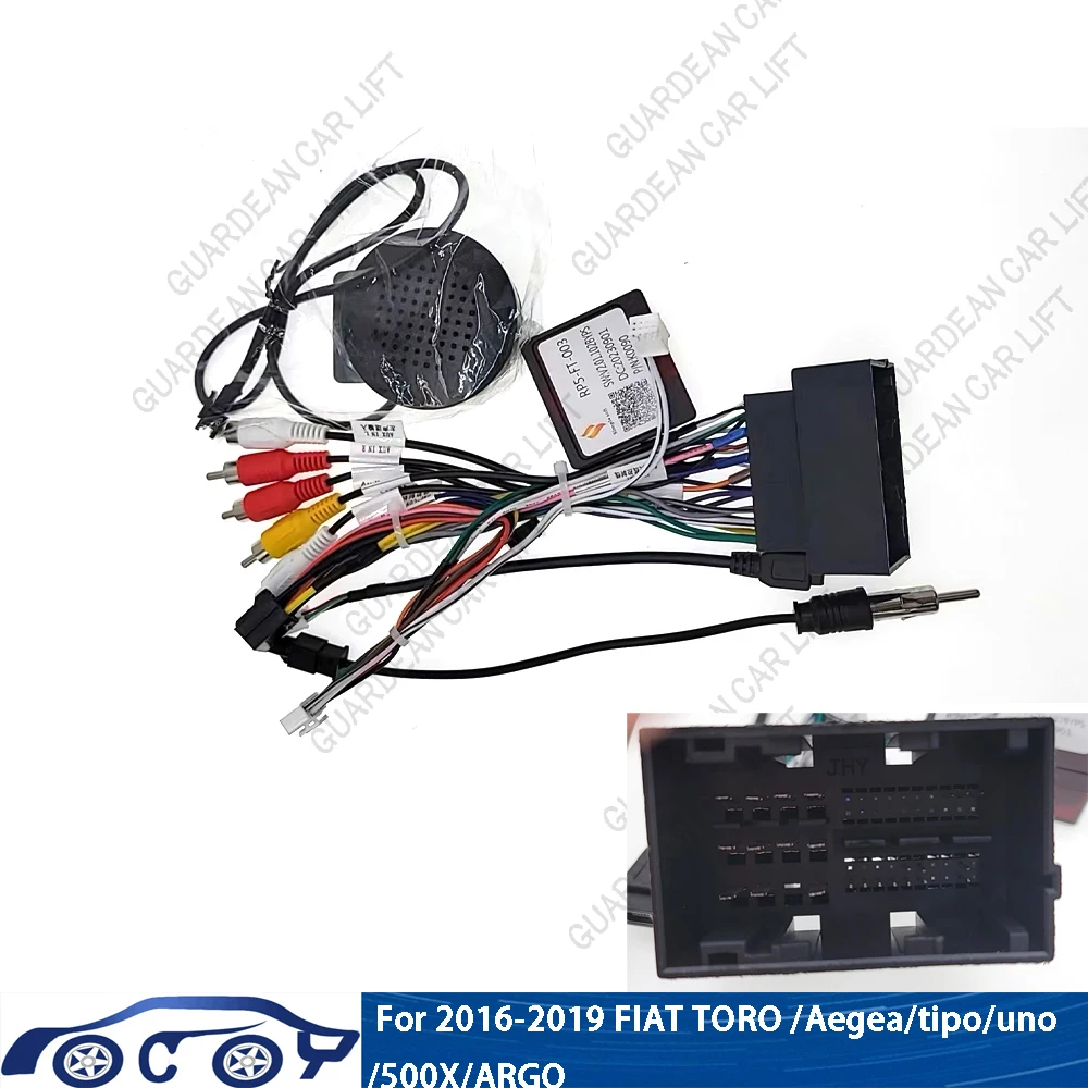 For 2016-2019 FIAT TORO 2Din Head Unit Stereo Plug Wiring Cable Car Audio 16Pin Car Wiring Harness Adapter With Canbus Box