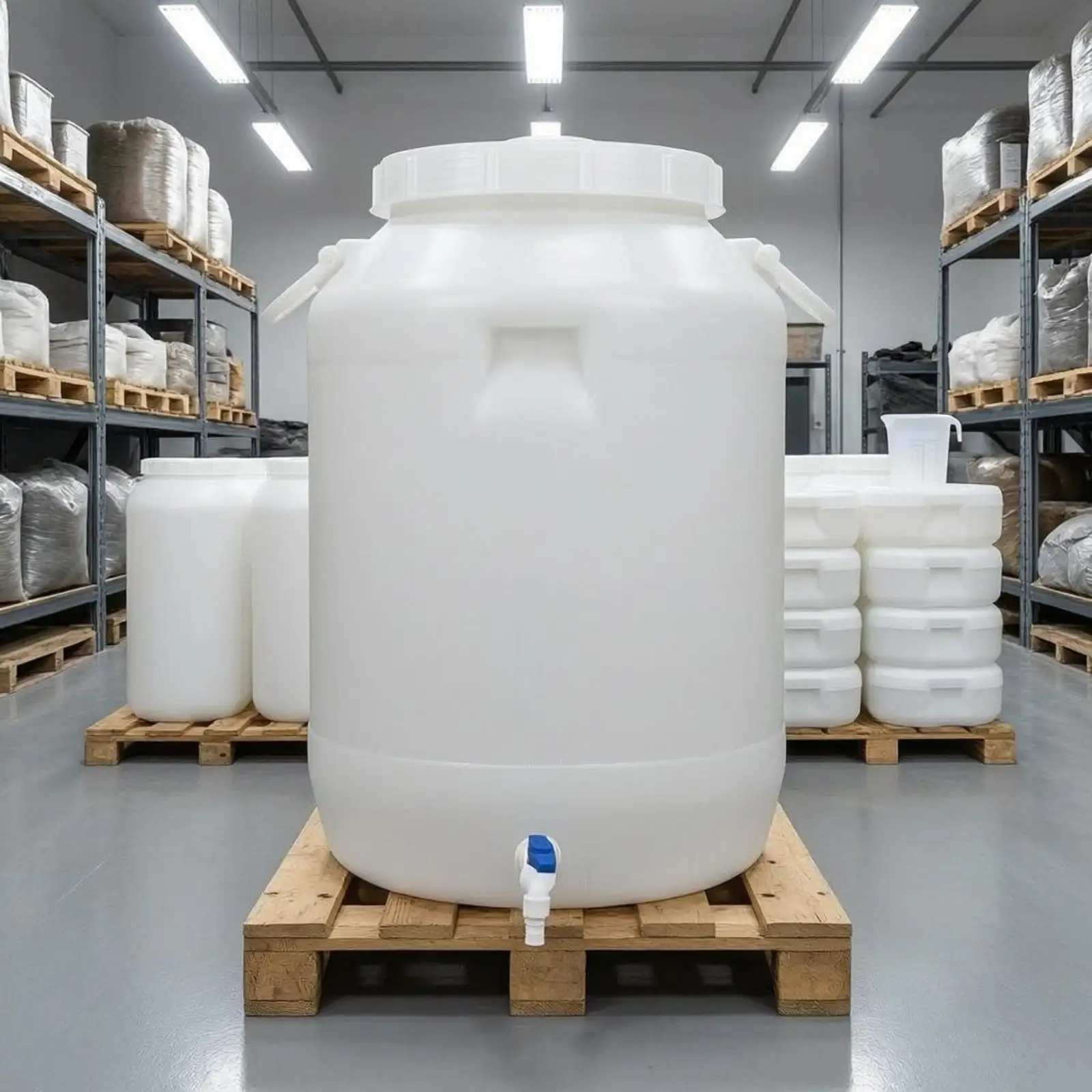 Thickened HDPE Water Barrel Lidded Storage Bucket with Faucet Portable Container for Kitchen and Cleaning