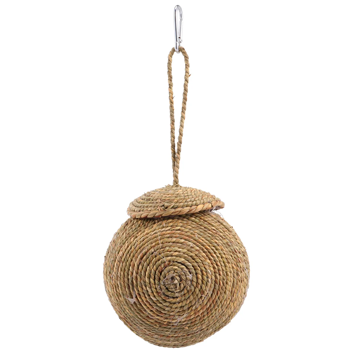 

1Pcs Grass Rope Woven Nest Durable Hanging Straw Cage Comfortable Sleeping Nest for Parrot Hamster Squirrel Dark Green