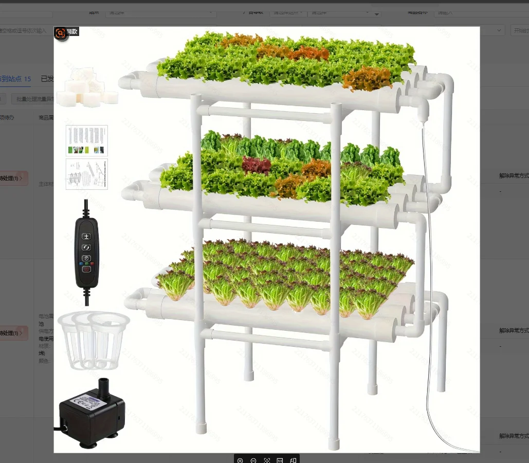 

3-Layer 108-Point Hydroponic Growing System Kit Pvc Pipe Soilless Cultivation Garden Vegetable Herb Planting Tools, with Water Pump, Timer, Sponge, Planting Basket