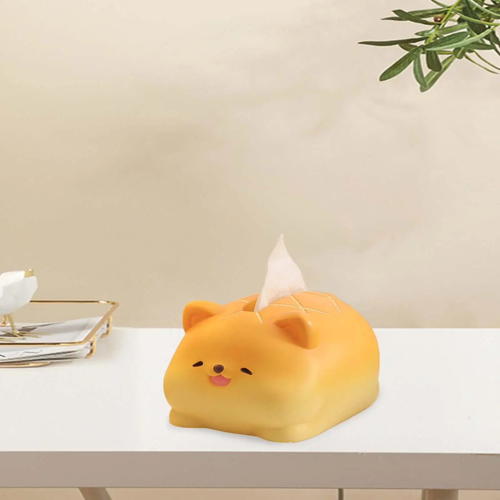 

Bread Dog Statue Tissue Box Cover Creative Art Crafts Animal Sculpture for Living Room Dining Table Entryway Night Stand Cabinet