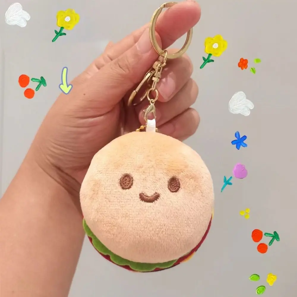 Unique Hot Dog Hamburger Doll Kawaii Stuffed Plush Pendant Sandwich Bag Ornament Food Keychains Girls