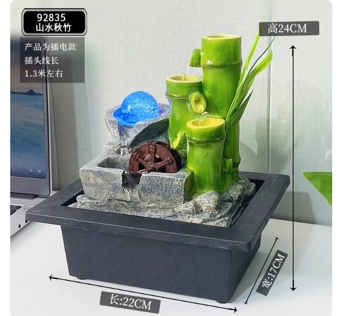 سطح المكتب الصغير نافورة الماء تشغيل زخرفة تعميم توليد المياه المال المرطب مكتب غرفة المعيشة عجلة فنغ شوي