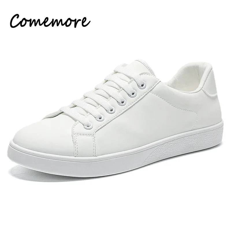 Comemore New Concise Men's Vulcanized Shoes Street Style Flat Sole Sneakers White Shoes Versatile Simple Comfortable Male Flats