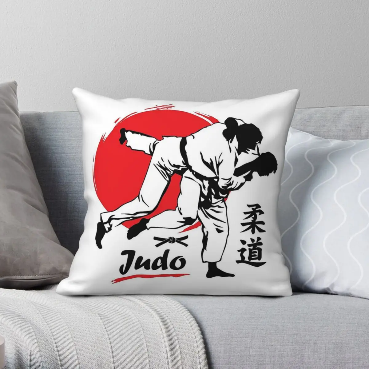 Judo Practice Square Pillowcase Polyester Linen Velvet Creative Zip Decorative Pillow Case Car Cushion Cover