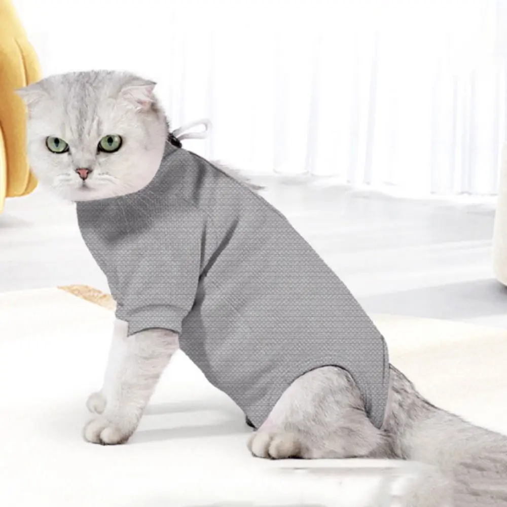 Pet Clothes Breathable Cat Recovery Suit Soft Anti-licking Pet Jumpsuit Elastic Adjustable Cat Suit Vest Help Recovery