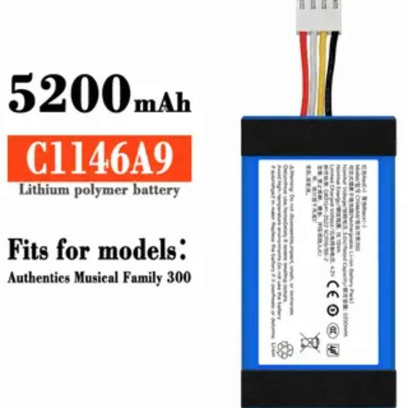 High-quality 3.6V 5200mAh C1146A9 Replacement Speaker Battery for JBL Authentics 300 Bluetooth Speaker Parts Accessories