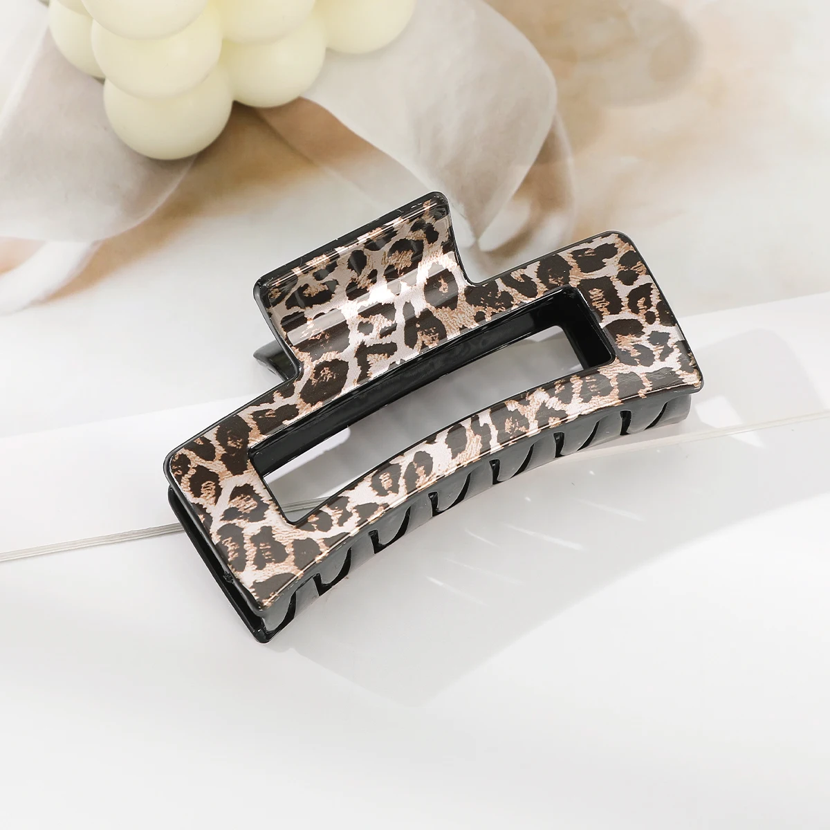 Square Leopard Print Gripper Hair Claw Women Temperament Shark Clip Hair Crab Claw Makeup Party Hair Accessories Hairpin Claw