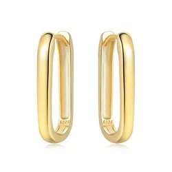 925 Sterling Silver Simple Gold U-shaped Earrings Jewelry Versatile Hoop Earrings For Women Jewelry Fine Birthday Party Gifts