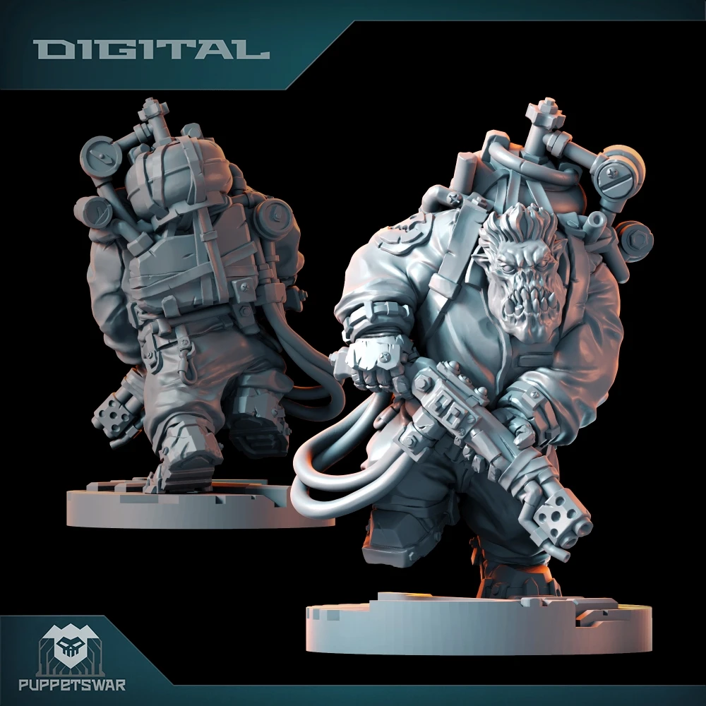 فريق Orc Flesh Busters، شخصية الجلد الأخضر، مشاية، مسدس بلازما روبوت، نموذج راتينج مطبوع ثلاثي الأبعاد عالي الدقة، لعبة أكشن بروكسي وارغام DnD