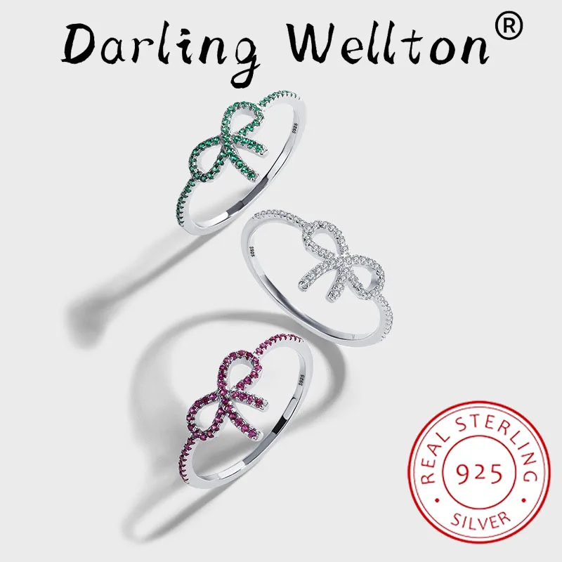 

Creative RainBow Ruby Emerald Bow Number 8 Couple Ring For Women 100% Original Sterling Silver Valentine's Day Gift Jewelry