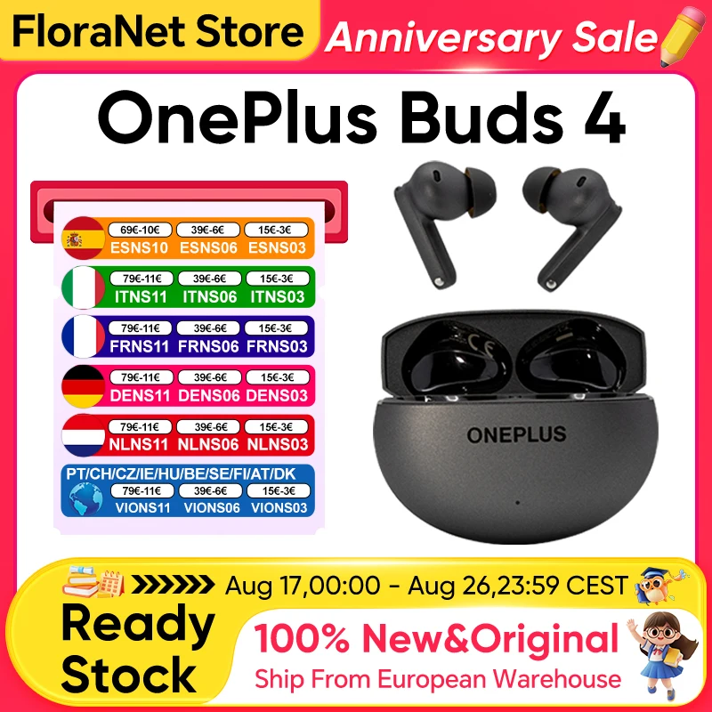 OnePlus Buds 4 Auriculares TWS con ANC de 55dB, controladores duales, LHDC 5.0 Hi-Res, batería de 45h, Bluetooth 5.4… — oferta en AliExpress