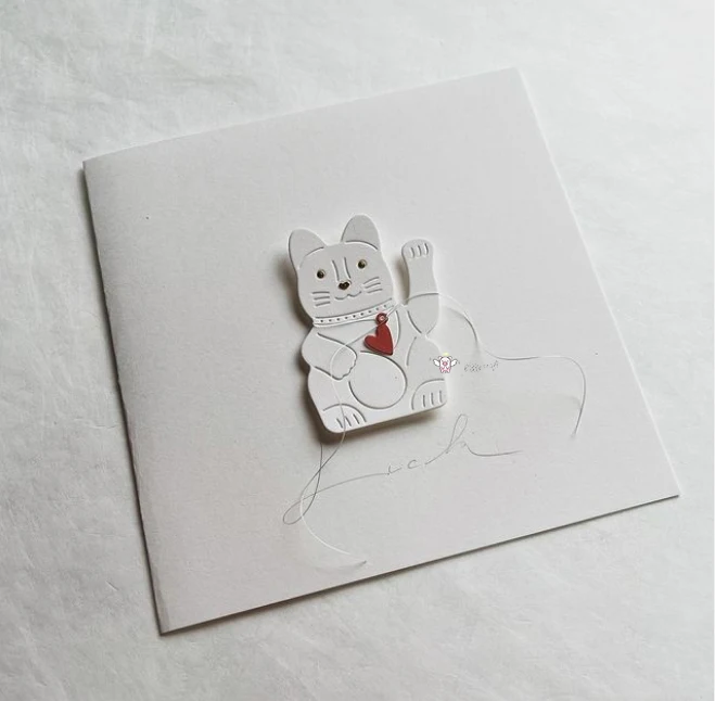 1 قطعة أصبع الحرفية المعادن قطع يموت قطع يموت العفن محظوظ القط قصاصات ورقية كرافت قالب شفرة لكمة الإستنسل يموت #4