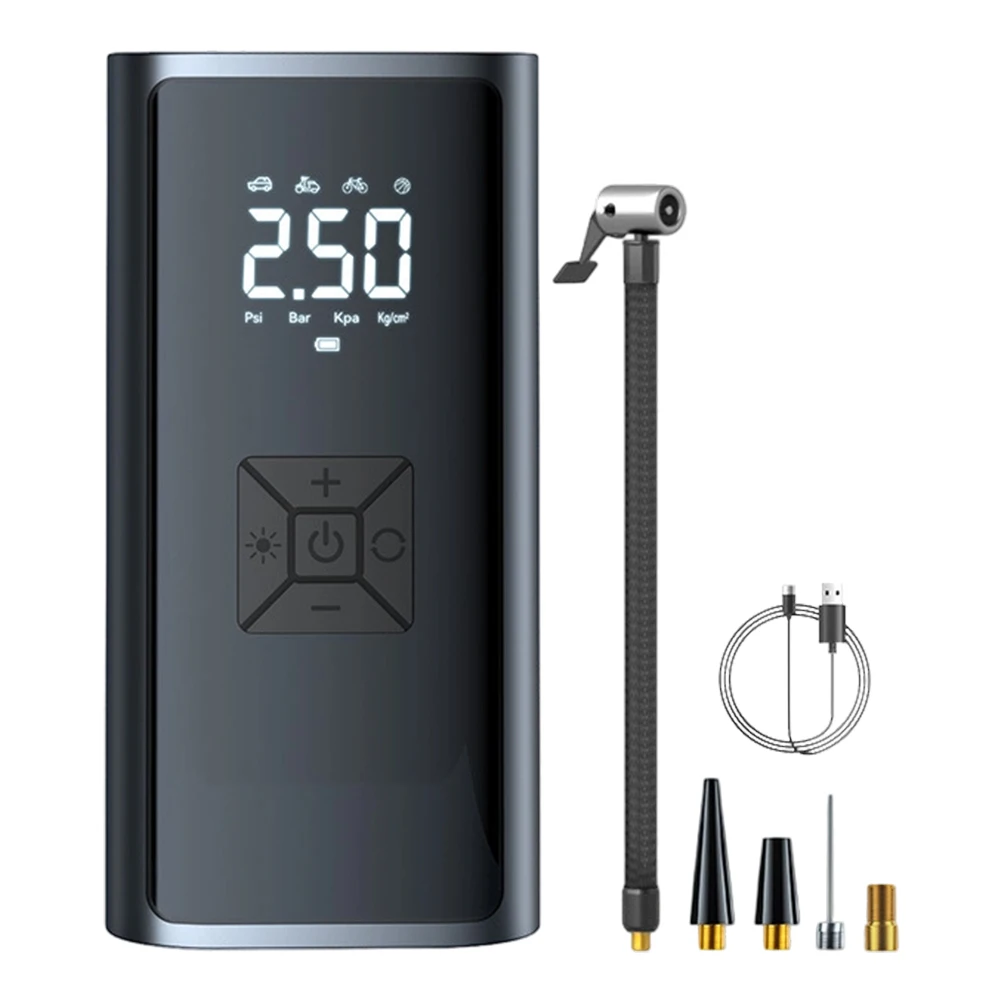 Travel Camping Trips Electric Pump Compressor Black ABS Material 150 PSI Pressure 2000mAh  Travel Camping Trips