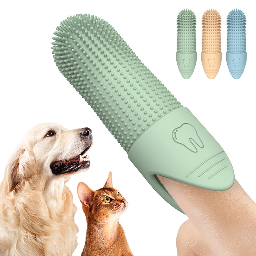 Dog Cat 360° Finger Toothbrush Food Grade Silicone Dog Tooth Brushing Kit Pet Cleaning Supplies