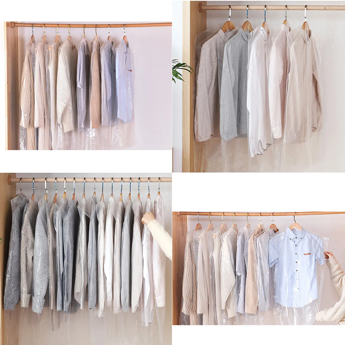 

50Pcs Garment Dust Shield Transparent Clothes Cover Water Resistant Suit Protector for Dry Cleaning Storage Travel