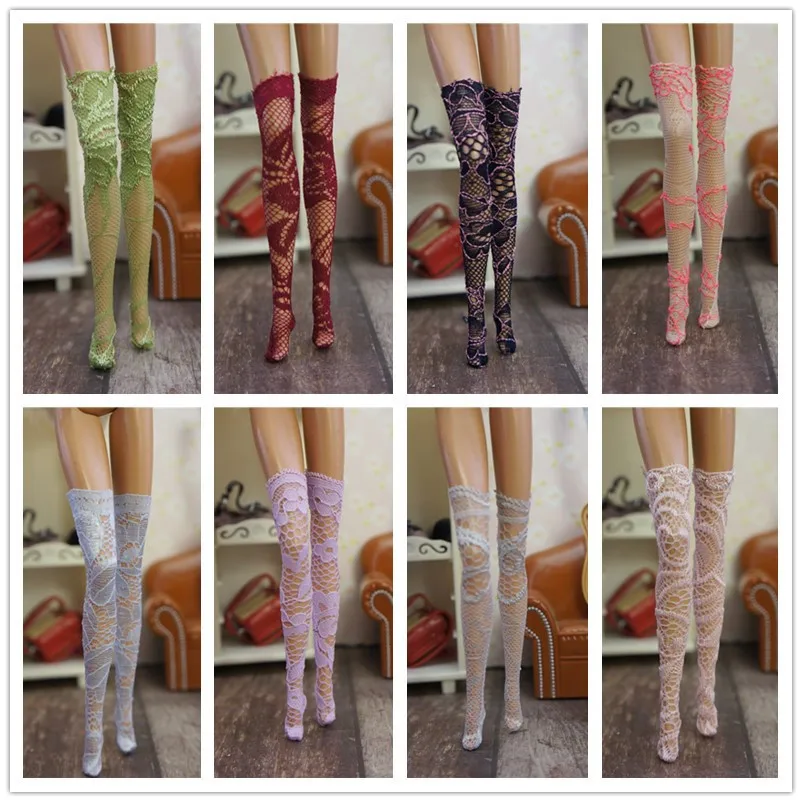 New 1/6 BJD Doll Socks Children DIY Dress Up Accessories Doll Stockings Lace Elastic Bottoming Socks Suitable For 30cm Dolls