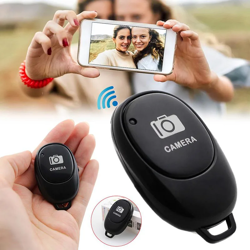 Mini bluetooth-botão de controle remoto compatível sem fio controlador auto-temporizador câmera vara obturador liberação telefone selfie