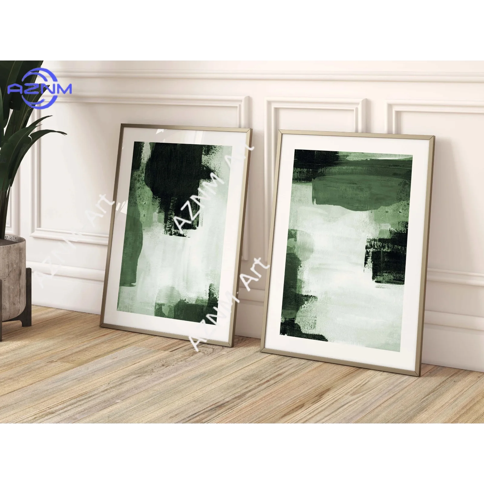 1/2Pcs Emerald Green Abstract, Abstract Art, Gallery Wall Set, Dark Green, Living Room Wall Decor, Painting Poster,room