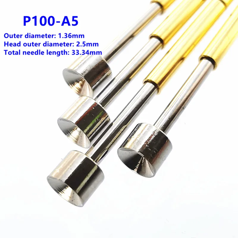 100PCS/Pack P100-A5 Concave Head Spring Test Needle Outer Diameter 1.36mm Needle 2.5mmTCT Pogo Pin