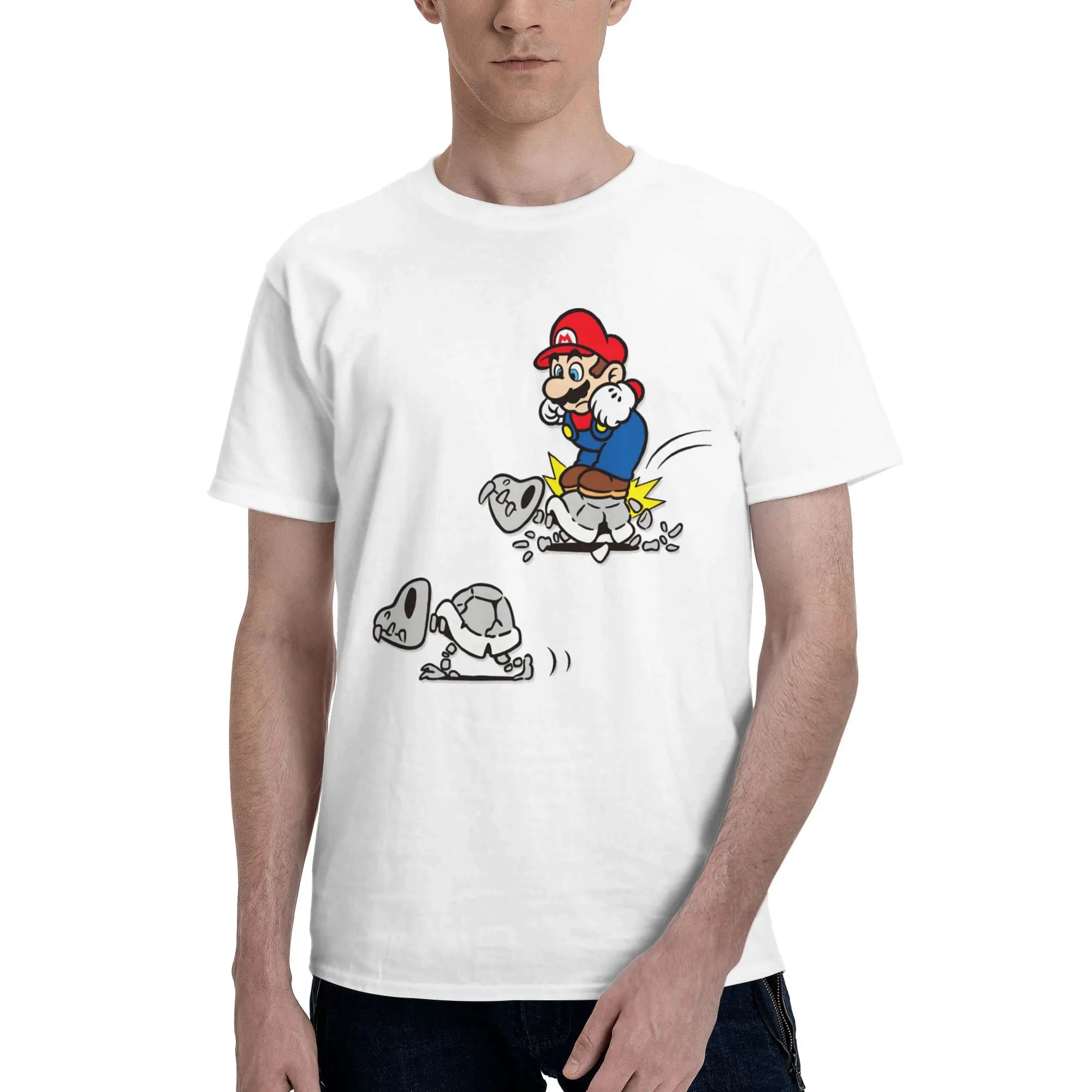 

Custom M-Marioed T Shirts Men Pre-shrunk Cotton Tees Funny Cartoon Tshirt Short Sleeve Fashion T-shirt Clothing