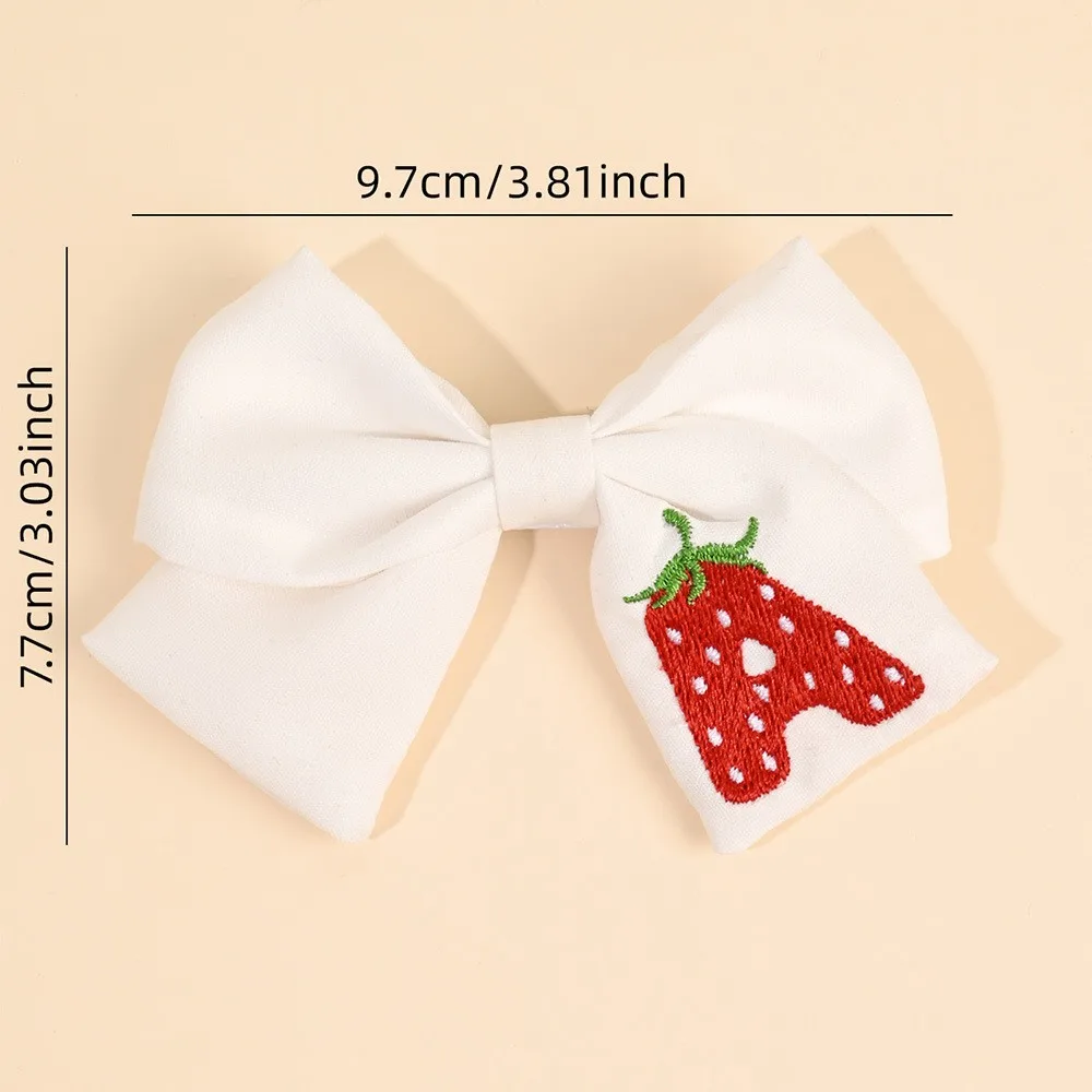 36pc Strawberry Letter Embroidery Bow Hair Clips 3.8 Inch Letter Hairpins Barrettes Headwear Baby Girls Kids Hair Accessories