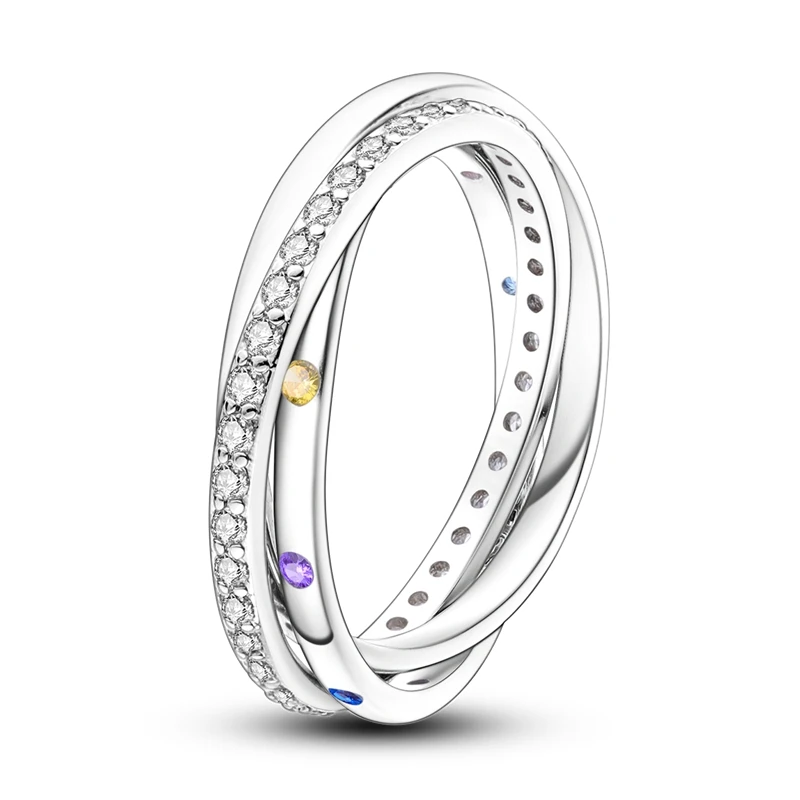 New Ring 925 Sterling Silver Three Band Rings For Women Girls Birthday Anniversary Jewelry Gifts