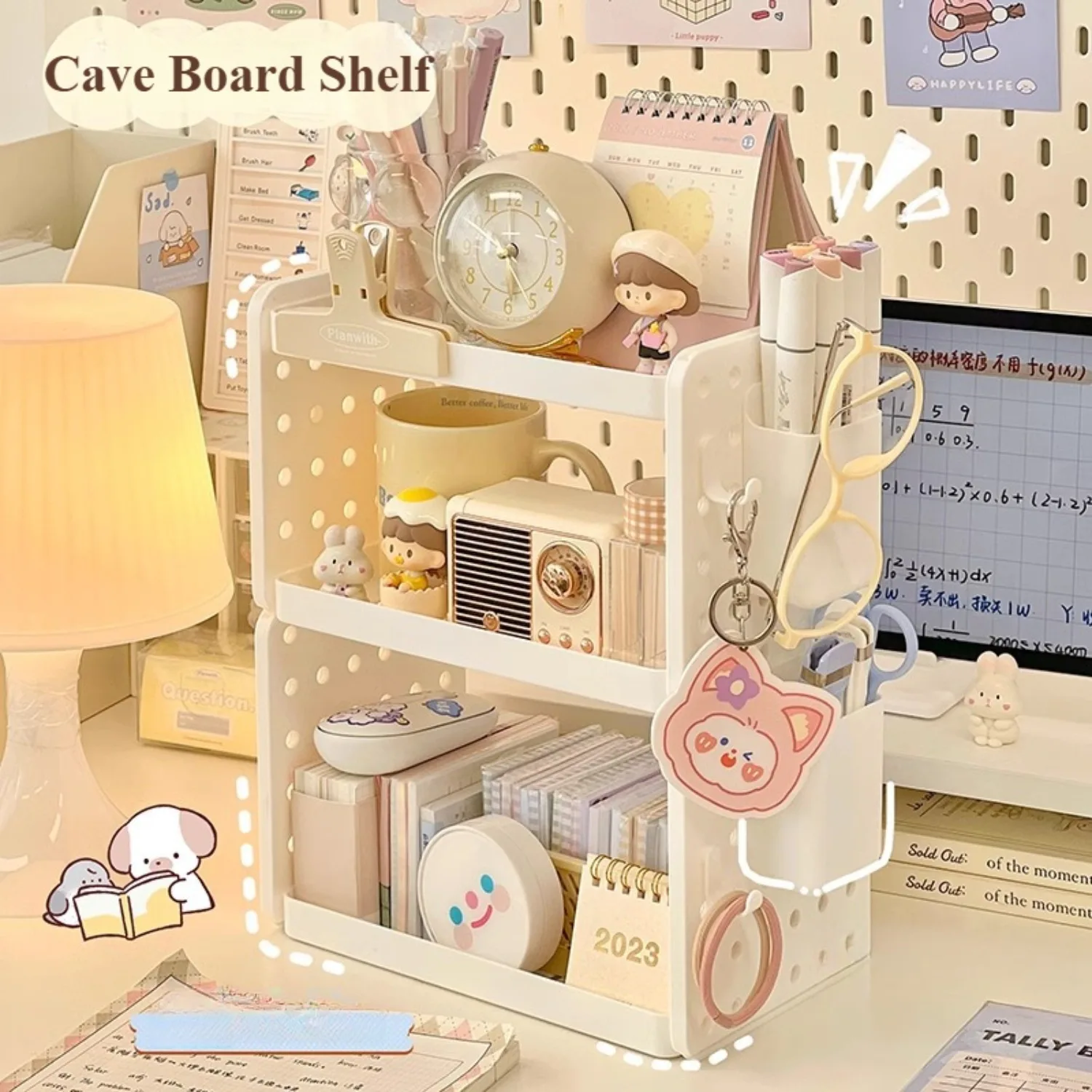 Multifunktionaler 3-stufiger Schreibtisch-Organizer, Schreibtisch-Regal, Lochbrett, Stifthalter, Büro-Schreibtisch-Organizer, Schreibtisch-Organizer