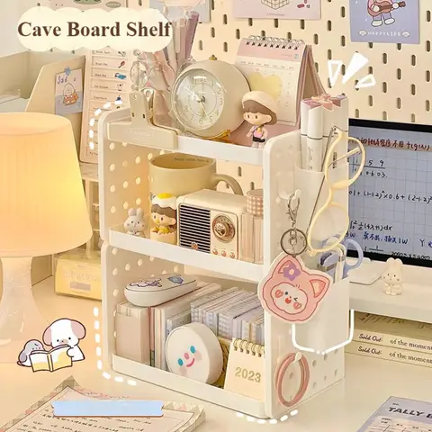 Multi-functional 3-tier Desktop Organizer, Desktop Shelf, Hole Board, Pen Holder Office Desk Organizer, Desk Desk Organizer