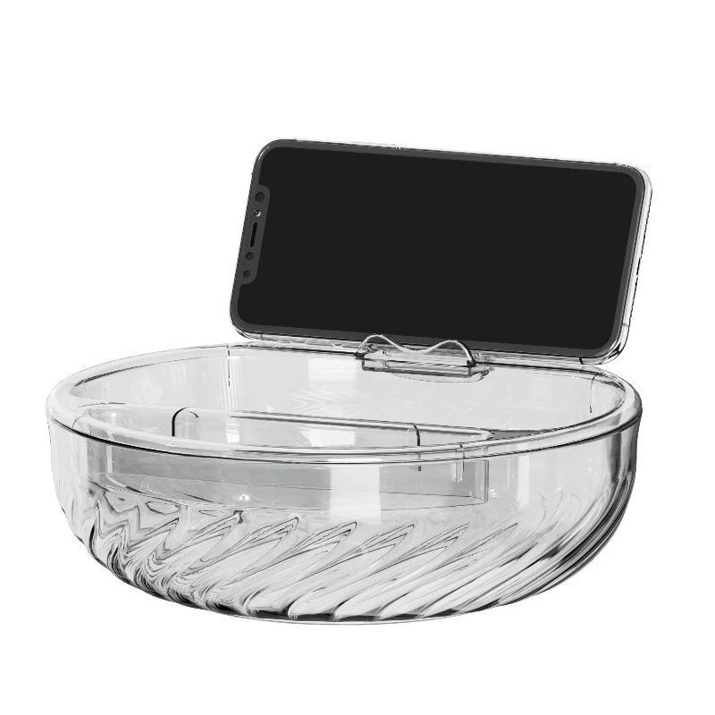 Double Layer Snack Tray with Dividers, Nut and Fruit Serving Plate for Home