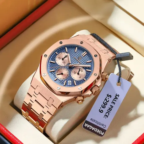 Imagen 2 del producto POEDAGAR, relojes originales de lujo para hombre, cronógrafo con fecha, reloj de cuarzo de acero inoxidable, reloj de pulsera luminoso resistente al agua a la moda para hombre