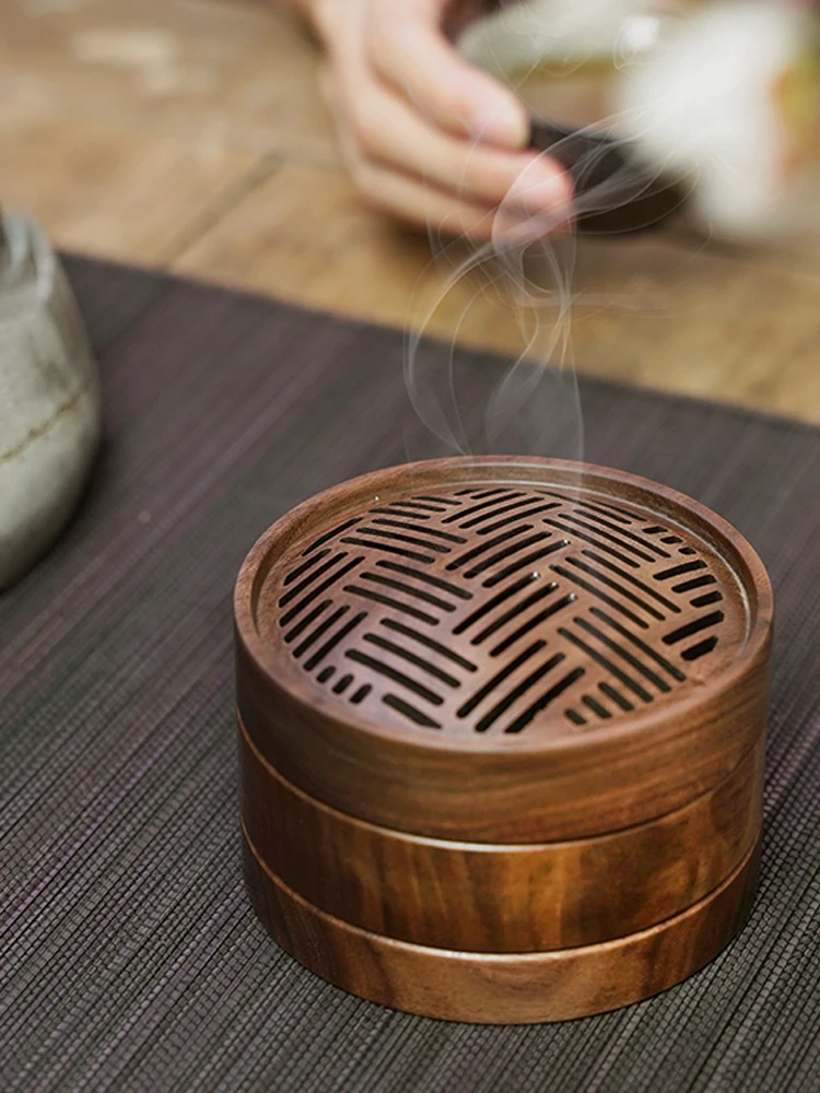 

Creative Black Walnut Wood Incense Burner Home Decor Gift for Friends And Leaders Moving Gift Boxed Wooden Plate Incense Holder