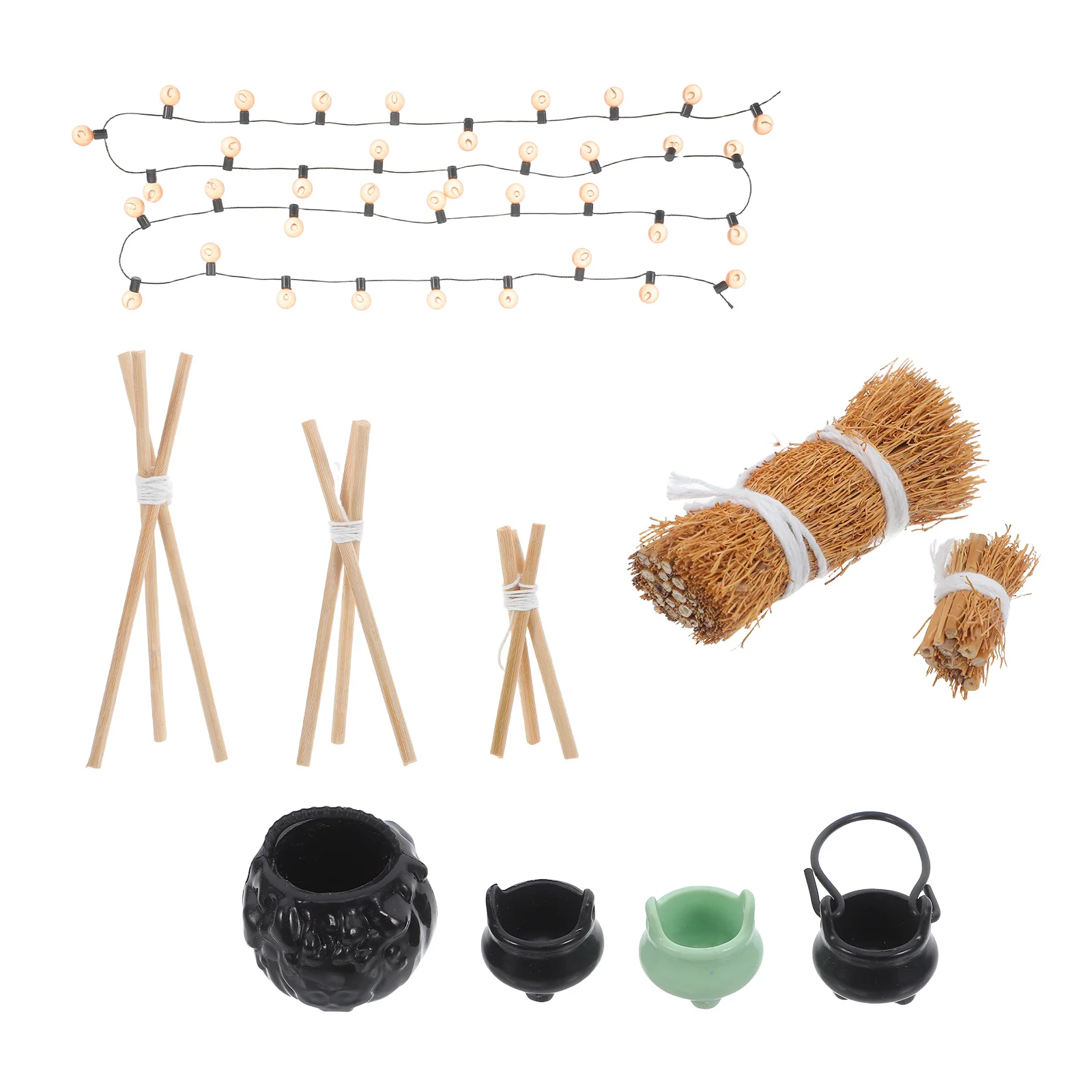 

Mini Halloween Decorations Outdoor Bonfire Fireplace Toy Decorate Wooden Miniature House Accessories