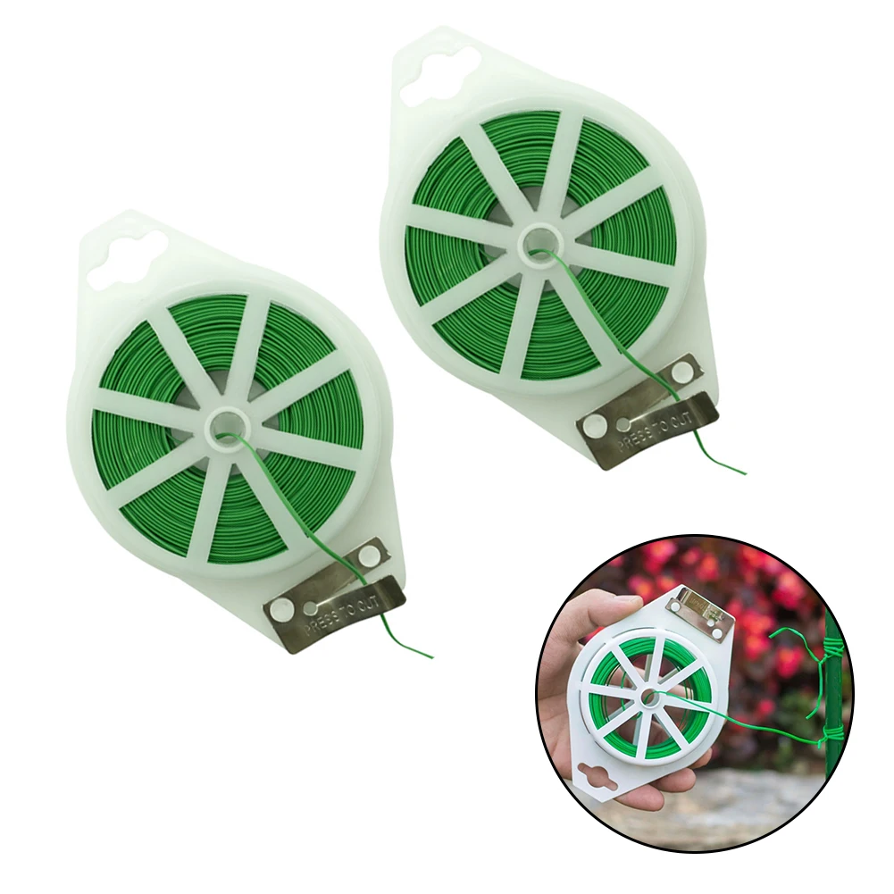2PCS 150/200M Multifunctional Plastic Steel-Twist Tie Sturdy Reusable Garden Flower Plant Support Strap Tie Gardening Set