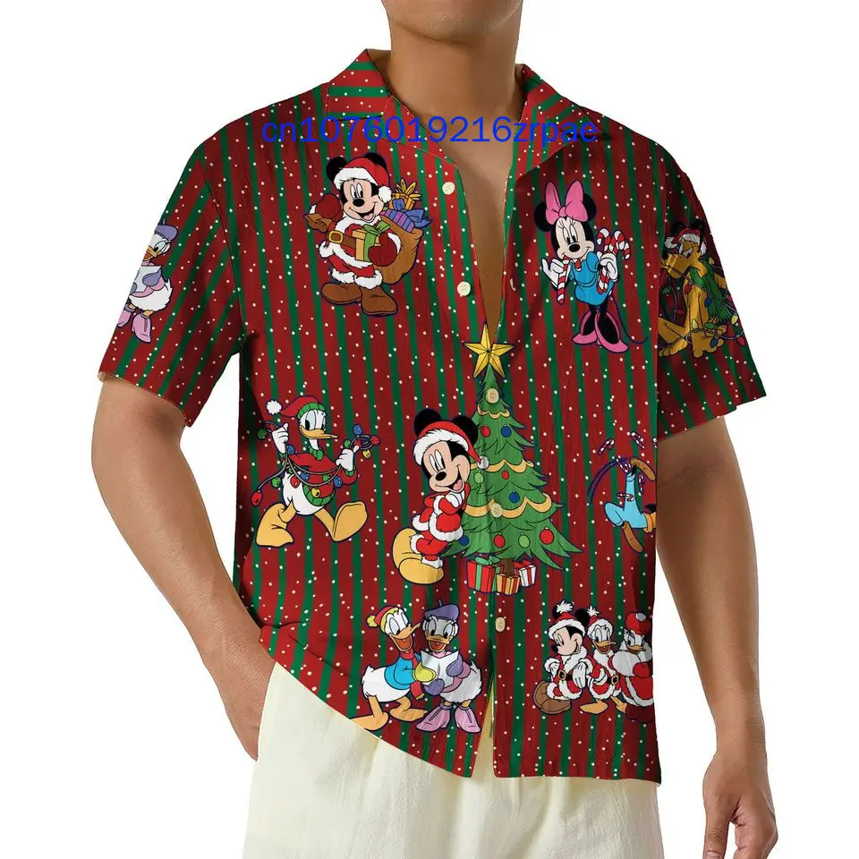 Mickey and Friends Christmas Hawaiian Shirt on Disney Light Bulbs Men's And Women's Kids Button Down Short Sleeve Shirt