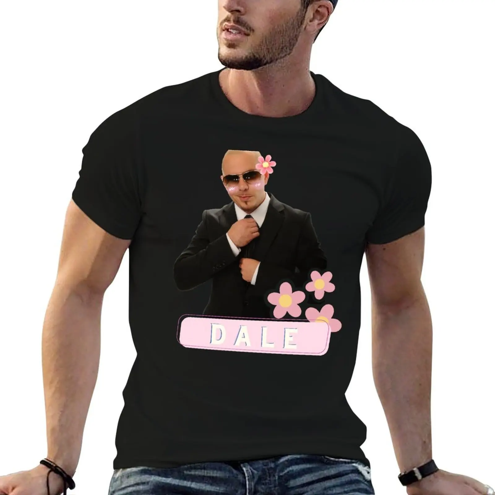 Pitbull Mr Worldwide Flower T-Shirt animal prinfor boys graphic t shirts cotton graphic tees Men's clothing