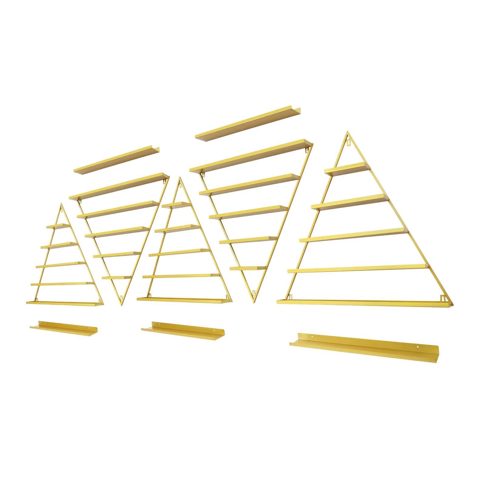 Set espositore per smalti per unghie in oro da 10 pezzi, organizer triangolare a parete, set per smalti per unghie per negozi di saloni