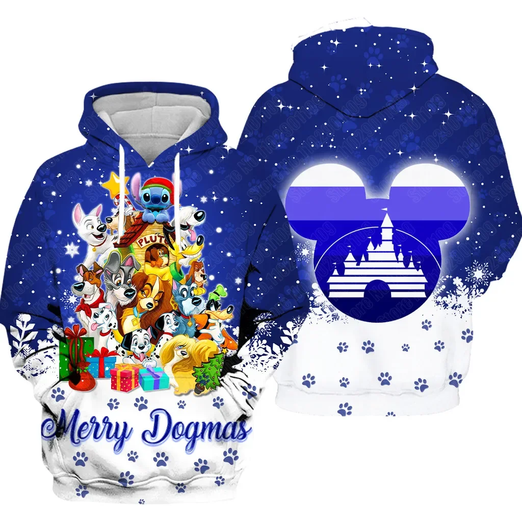 Christmas Mickey Mouse Donald Duck Stitch Monstercartoon Men Women 3D Print High Quality Fleece Zipper Hoodies Pullover Tops