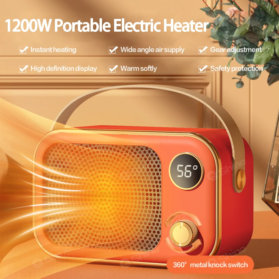 2023 Portable Heater LED Screen Electric Heater 1200W PTC Ceramic Heater Fan Desktop Warm Blower Fan for Bedroom Household Home