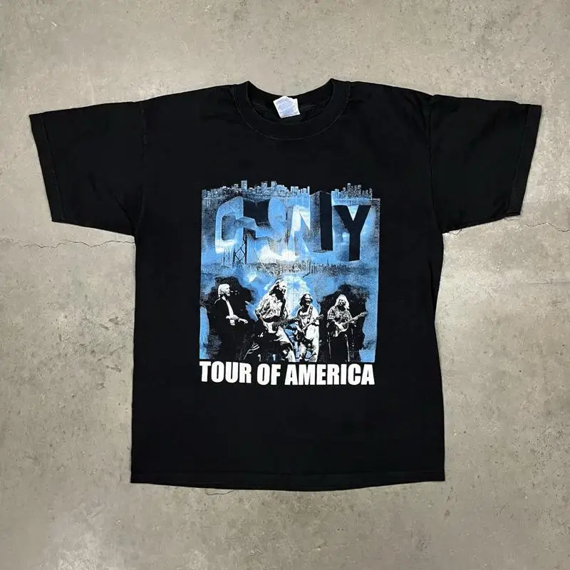 

Винтажная футболка CSNY Crosby Stills Nash Young Band 2002, черная музыкальная футболка XL