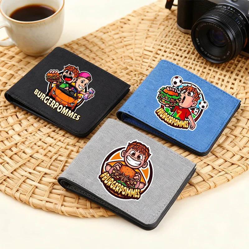 

Burgerpommes Icrimax холст кошелек аниме принт короткий складной кошелек мультфильм для мальчиков держатель для карт мужской чехол для фото монет подарки на день рождения