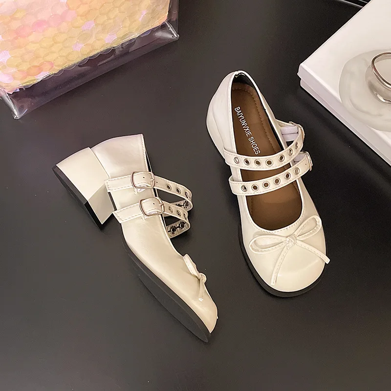 Women Mary Jane Shoes French Shallow Mouth Single Shoe Round Toe Small Leather Shoes for Women Casual Single Shoes Zapatos Mujer