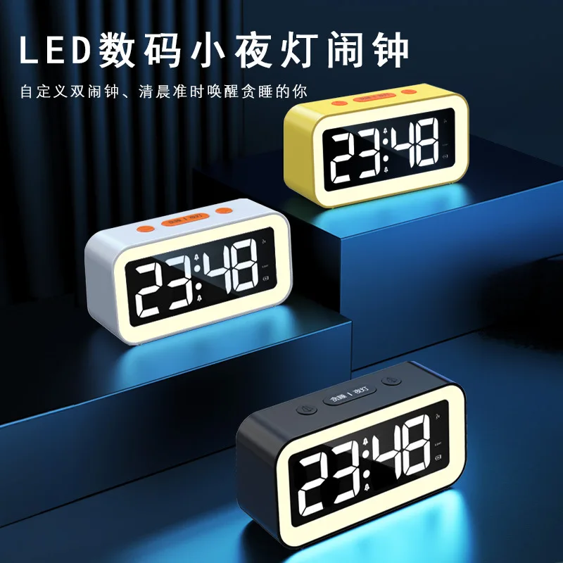 New Electric Alarm Clock USB Charger with Digital Thermometer Desktop LED Lamp Night Light for Bedroom Office