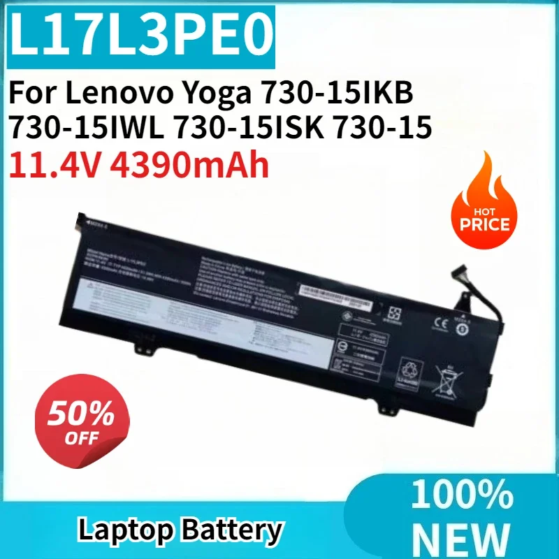 

Высококачественная новая батарея для ноутбука L17L3PE0 L17C3PE0 11.4V 4390mAh для Lenovo Yoga 730-15IKB 730-15IWL 730-15ISK 730-15
