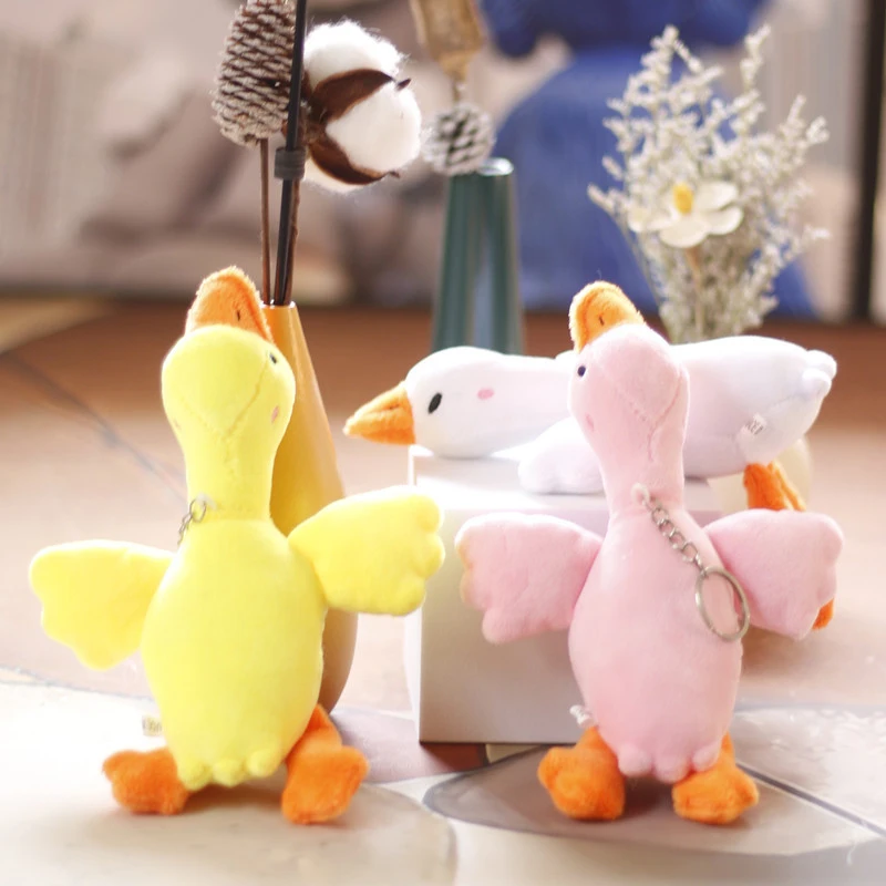 Duck Plush Toys Fluffy Doll Keychain Cute Animal Swan Goose Soft Dolls Stuffed Toys Schoolbag Pendant Kid Girl Birthday Gift 1PC